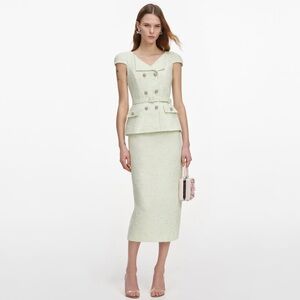 Self-Portrait NWOT LIME BOUCLE MIDI DRESS